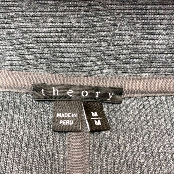 Theory Riva Gray Ribbed Waterfall‎ Open Front Cardigan - Picture 5 of 8